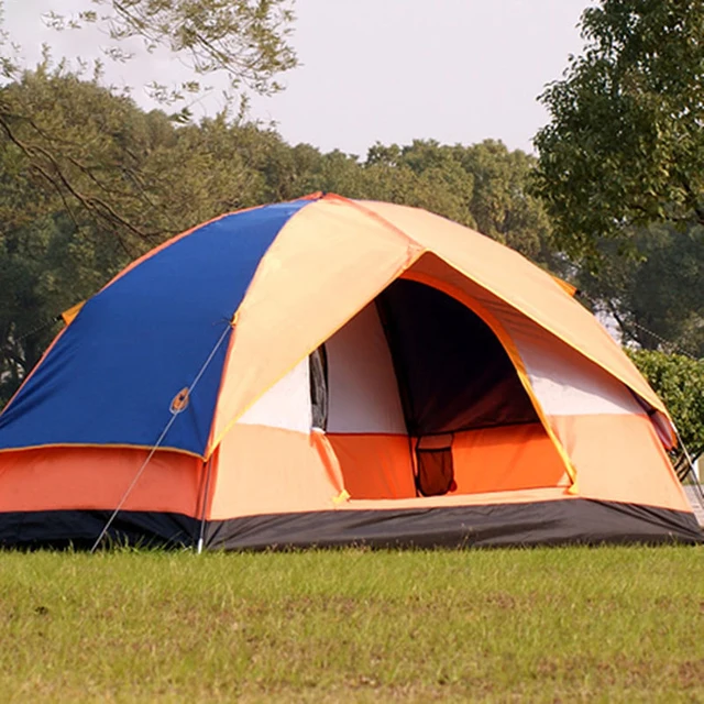 double layers camping tent 3 4 person one room tents fiberglass rod