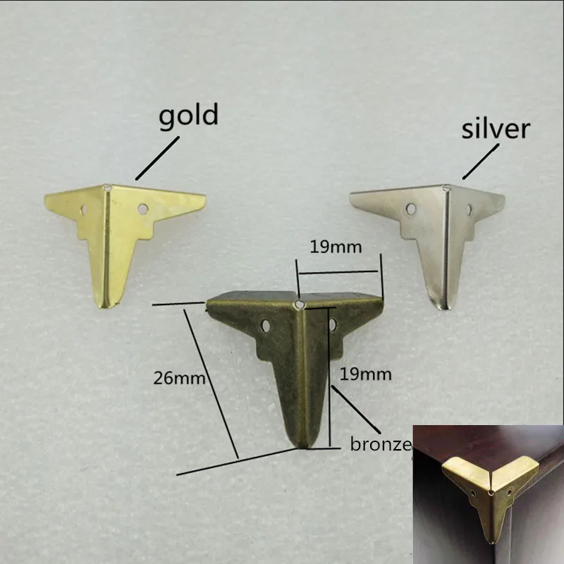 19*19 мм, 16 шт., античная бронза, золото, серебро, нагрудный стол, угловой угол, Ювелирная Подарочная коробка для вина, Деревянный чехол, защита для углов
