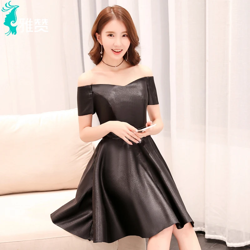 black satin cocktail dress