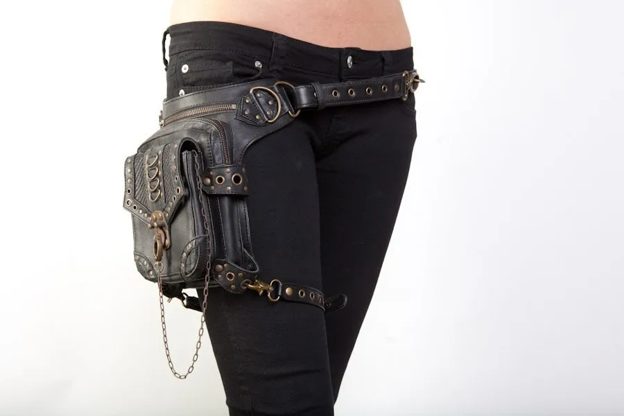 

New Women MEN Rock Leather & Vintage Gothic Retro Shoulder Bag Steampunk Punk Rock Messenger Handbag Coin Purse Waist Packs