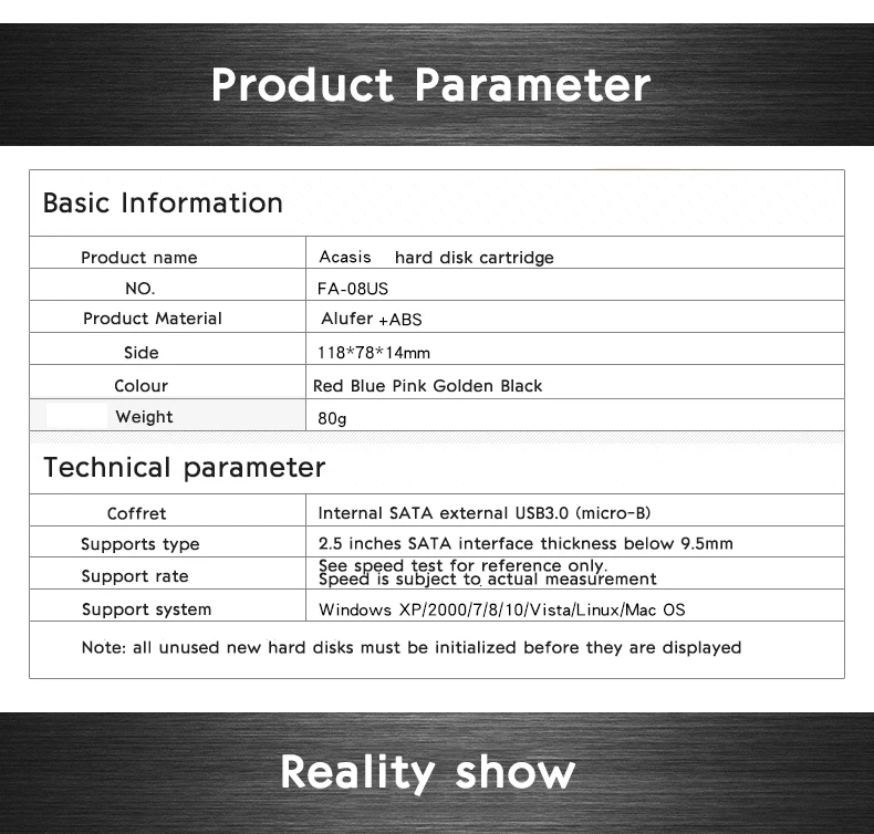 Acasis FA-08US корпус для жесткого диска 2,5 дюймов USB 3,0 высокоскоростной металлический внешний жесткий диск Корпус для ПК компьютера SATA HDD SSD