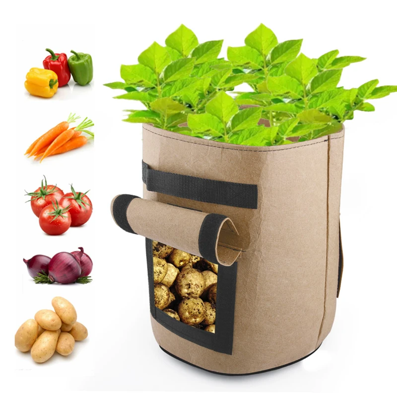 

Potato Strawberry Root Pouch Bags with Handles Window Environment Friendly Grow Bags Planter Planting Box