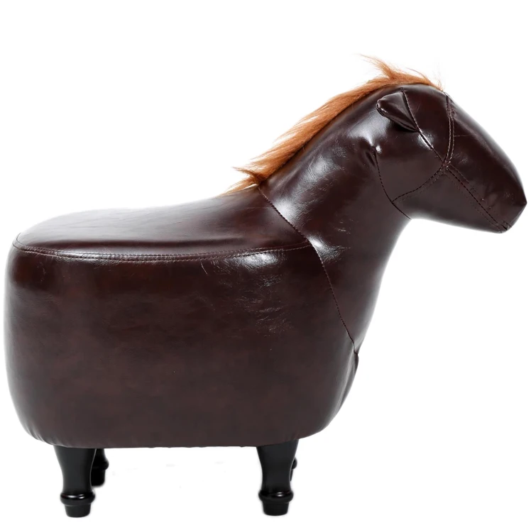 

15% Off Sale! Leather Shoe Stool Pouf Chair Sofa Ottoman Bean Bag Kid Toys Footstool Solid Wood Nordic Home Deco Furniture Horse