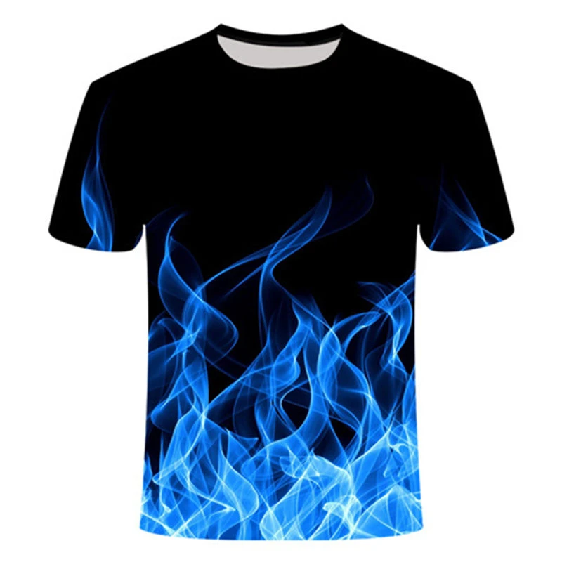 Blue Fire Classic Series Мужская 3d футболка покер пламя o-образным вырезом короткая 3D