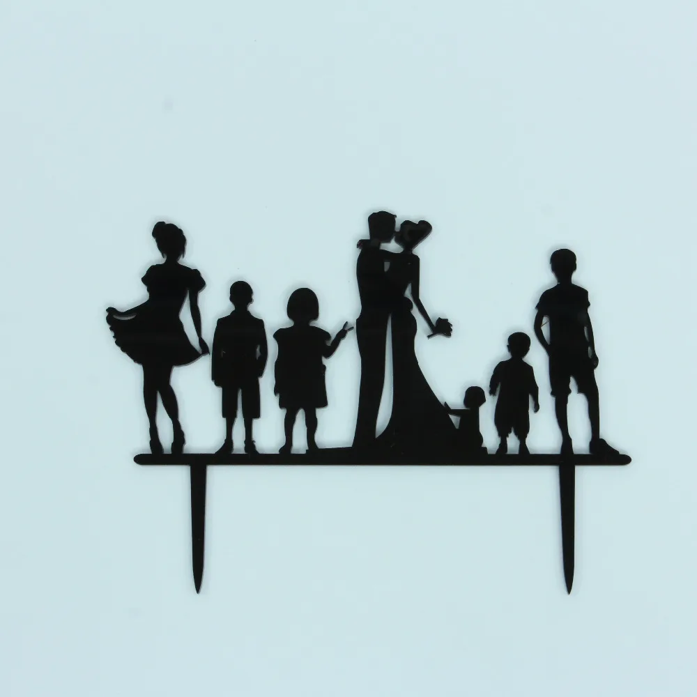 

Family Silhouette Anniversary Cake Topper Bride and Groom Multi Kids Cake Topper Family Party Cake Topper Brother and Sister