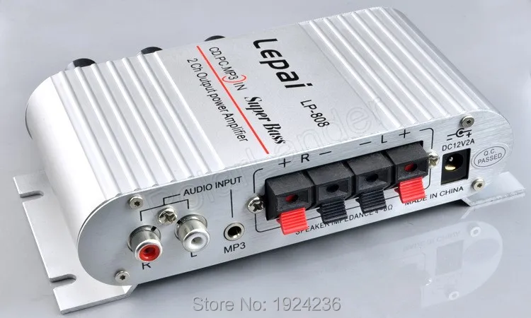 

High Quality 20w 12V mini car Lepy HI-FI digital LP808 2ch output power amplifier USB FM function power Hot sale car amplifier