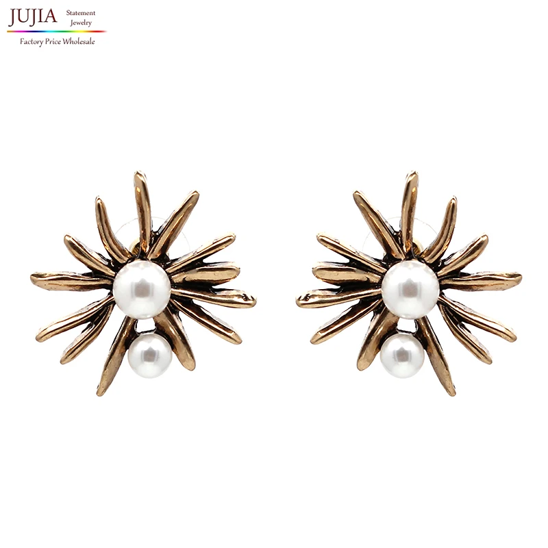 

Big sale good quality 2019 women fashion earrings design metal simple simulated pearl statement stud Earrings for women jewelry