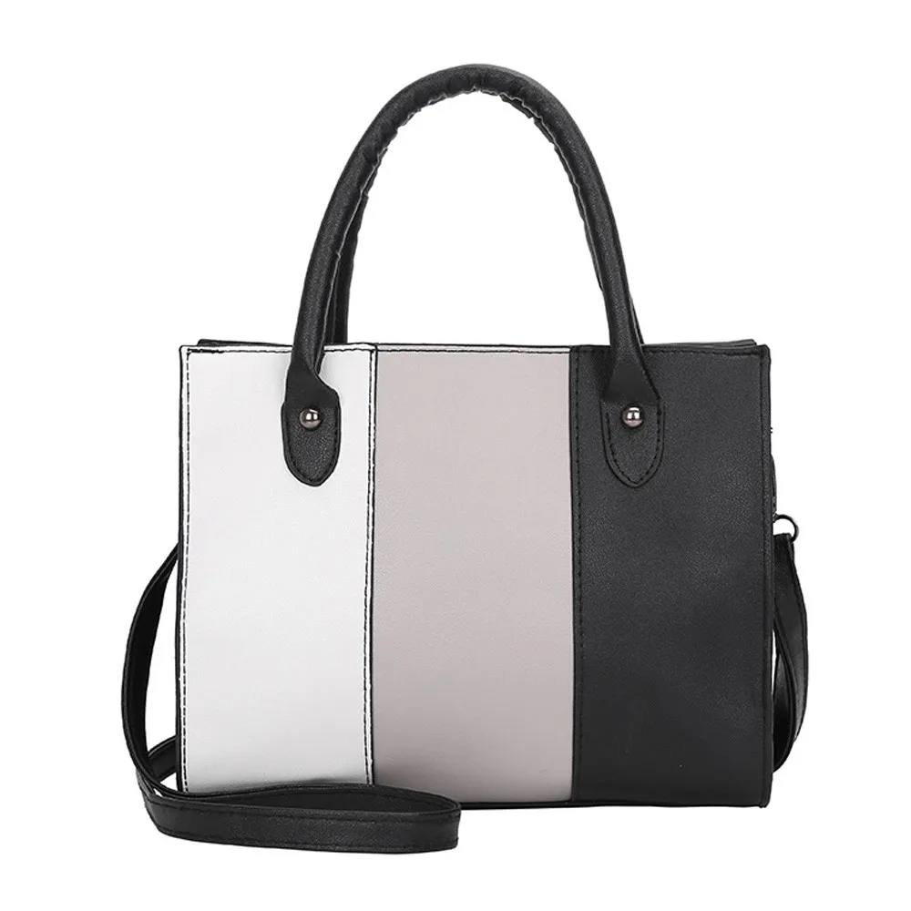 

Woman Tote Casual Bags Women Bag Patchwork Crossbody Bag Zipper Hit color Leather Handbag Shoulder Bag#ZS