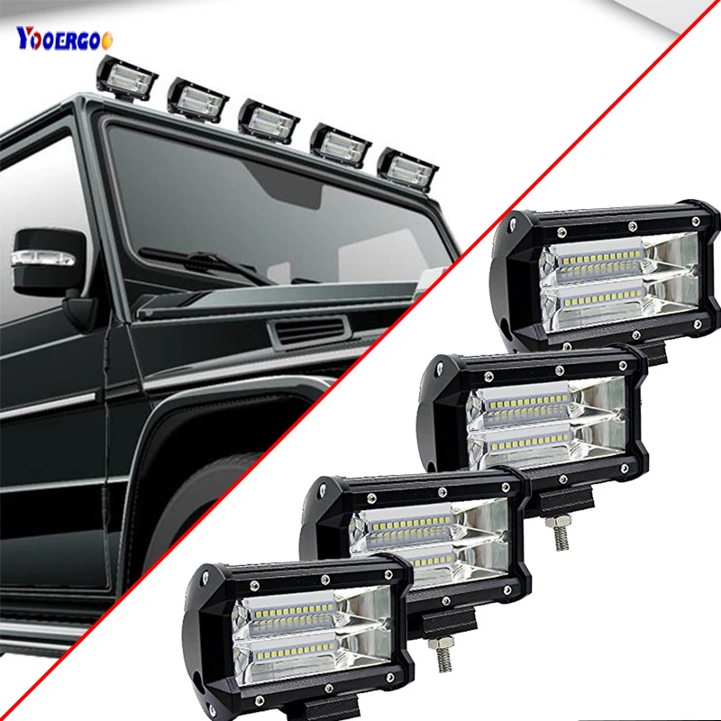 

5'' Inch 72W LED Headlight Assembly Mouldings LED Work Light Bar Flood 6000K Driving Headlights Lamp For Jeep Truck Boat Offroad