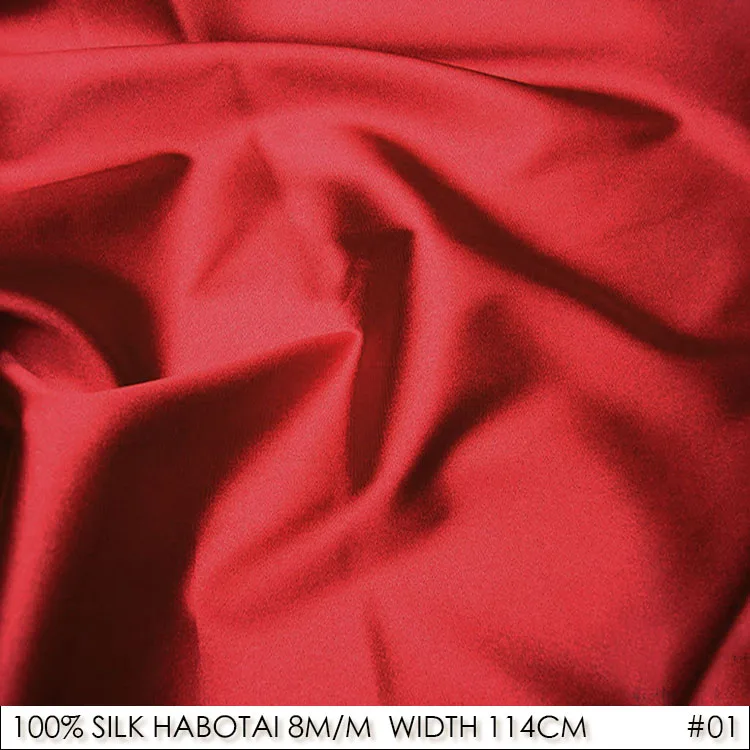 

CISULI 8momme SILK HABOTAI 114cm width Pure Silk Fabric to Sew Lining of Plus Size Dress and Vestidos NO.01 China Red