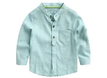 Boy Flax Long Sleeved Spring Autumn Shirt Children Baby Leisure Plaid Top Blouses Plaid Cool Shirt Blouse Kids