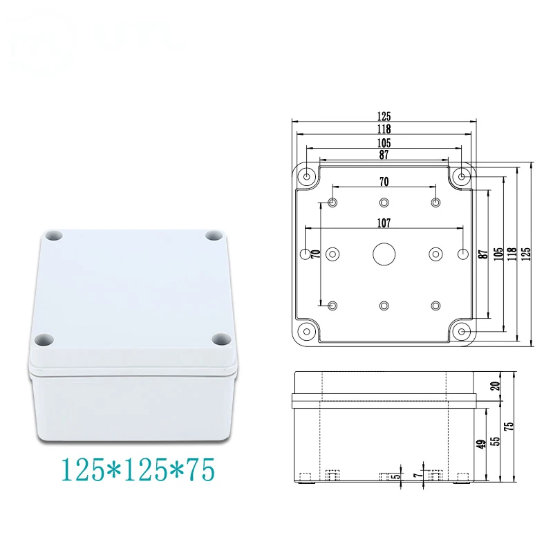 ABS Пластик IP67 Водонепроницаемый распределительная коробка DIY открытый распределительная коробка ответвительная коробка кабеля - Цвет: 125x125x75