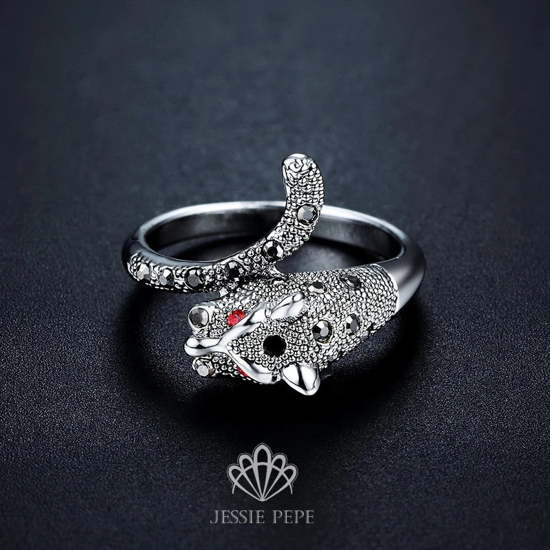 Jessie Pepe 2017 New Arrival Antique Color Leopard Ring for Women with Red Stone # J-L2151