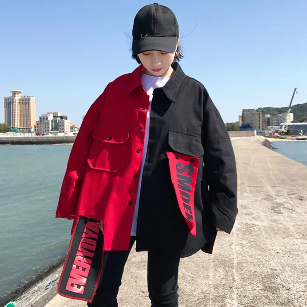 BF Harajuku Курточка бомбер пальто Для женщин Свободные Стильный карманный дизайн