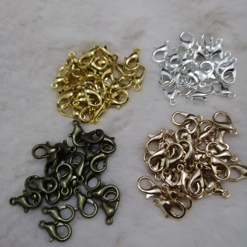 

50pcs Jewelry Findings 12*6mm Alloy Gold/ Silver/Bronze/Rhodium Lobster Clasp Hooks DIY Jewelry Making Accessories Connection
