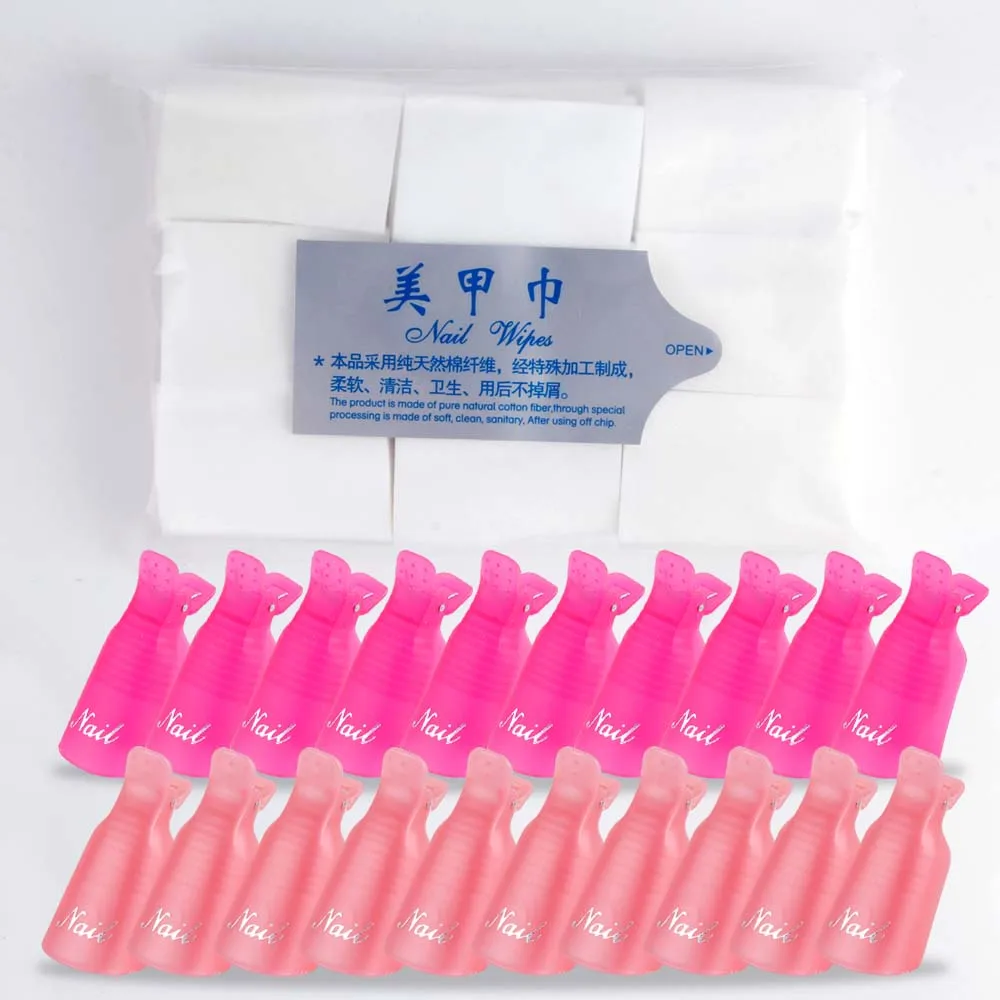 

900PCS Nail Gel Polish Removal Wraps With 10PCS Plastic Nail Art Soak Off Cap Clip UV Gel Polish Remover Wrap Tool Nail Tips