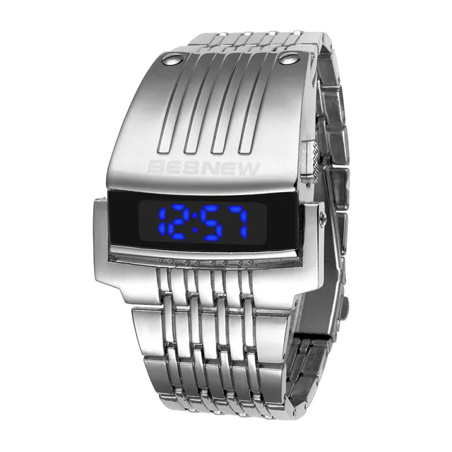 Golden Luxury Digital Watch Men Stainless Steel Electronic Watches Men