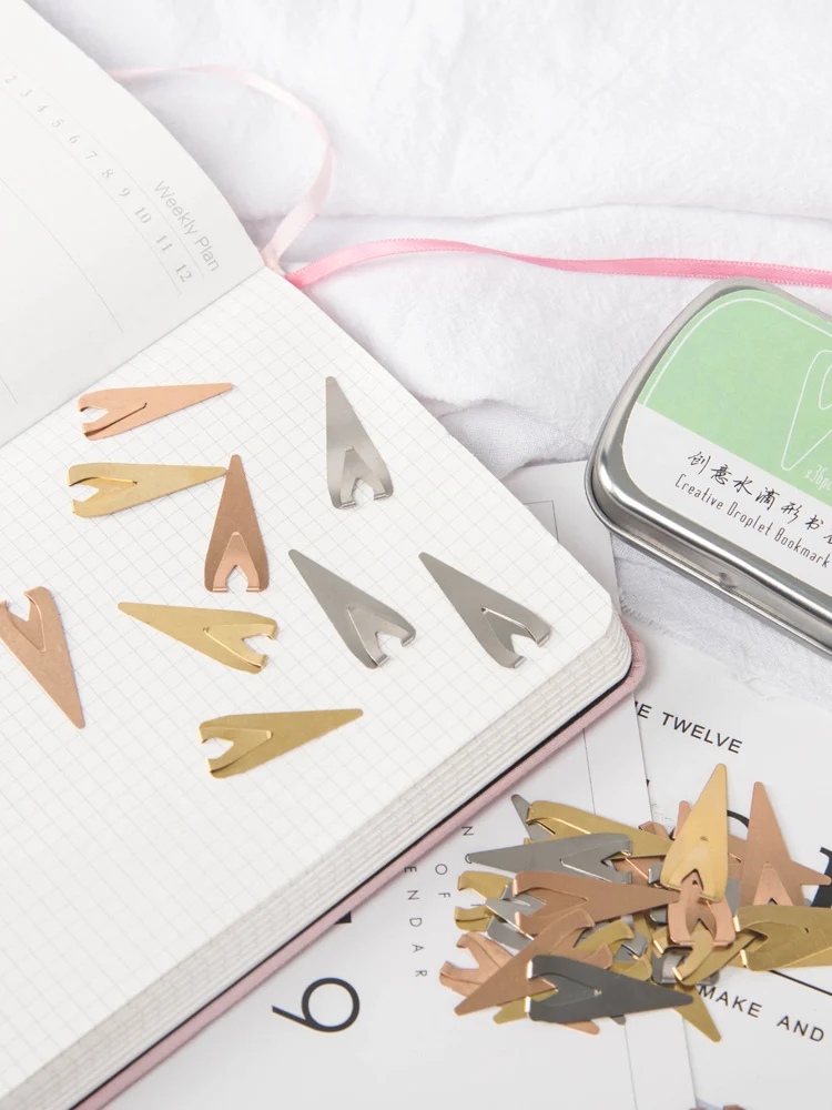 Kawaii pin Art капли воды скрепки для бумаги необычной формы закладки креативные милые железная коробка металлическая Закладка Подарок для учителя скрепка для бумаги Закладка