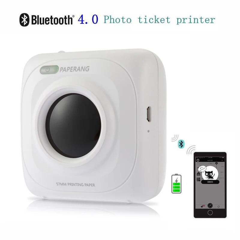 PAPERANG P1 портативный Bluetooth 4,0 принтер термальный фотопринтер телефон Беспроводное подключение принтер 1000 мАч литий-ионный аккумулятор