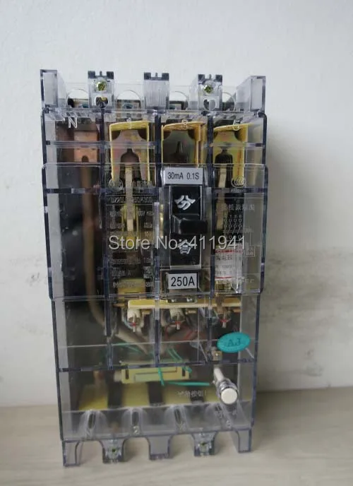 4P трехфазный четырехпроводной выключатель утечки земли DZ20LE-250/4300 250A прозрачный корпус