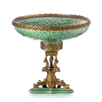 

Luxury living room Home Furnishing fruit dish creative European ceramic insert copper decorative ornaments fruit bowl