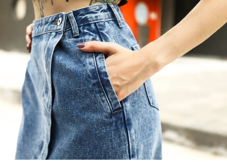 HCYO, женские миди юбки, высокая талия, большой размер, хлопковая джинсовая юбка, женские повседневные потертые джинсовые юбки с кисточками, Сексуальная Юбка-миди с разрезом