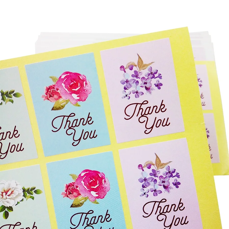 

80pcs/lot Kawaii Stickers Flower Design Thank You Seal Sticker For Gifts 4 Color Gift Package Decaration Stickers Scrapbooking
