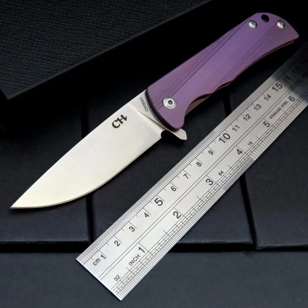 

CH3001 Folding knife CH Pocket knife D2 steel blade TC4 titanium alloy handle camping knife outdoor EDC tool