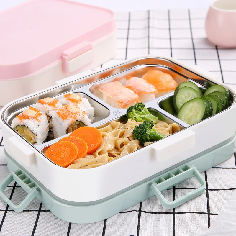 

Baispo 304 Stainless Steel Thermal Lunch Box Portable Bento Box Leakproof Food Container Lunch box with Tableware and Bag