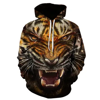 

Hot Sale Brand 3D Print Tiger Hoodie Men Sweatshirt Men Women Hoodies Plus Size Pullover Novelty 6XL Casual Animal