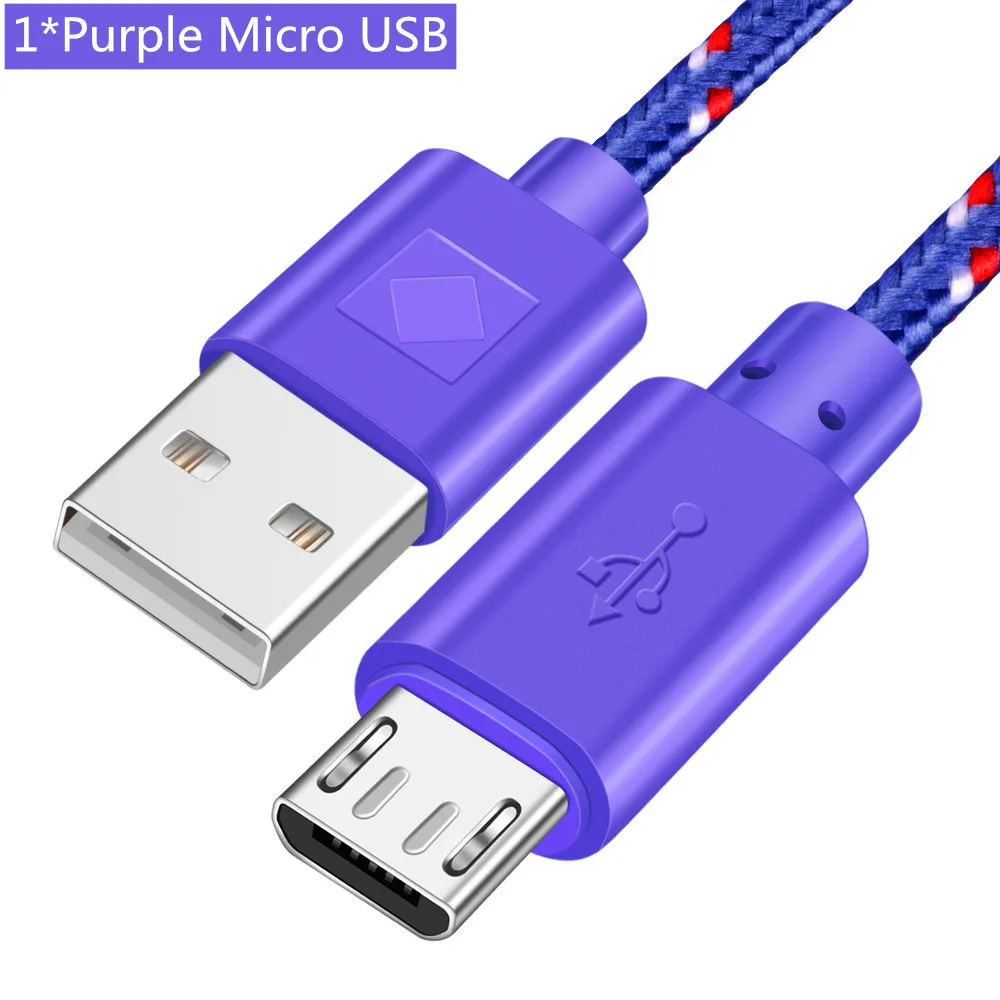 Кабель Micro usb type-C ROMICHW 1 м 2 м 3 м нейлоновый кабель для быстрой зарядки для samsung Xiaomi huawei LG Android Micro usb type-C USB шнур - Цвет: Purple For Micro