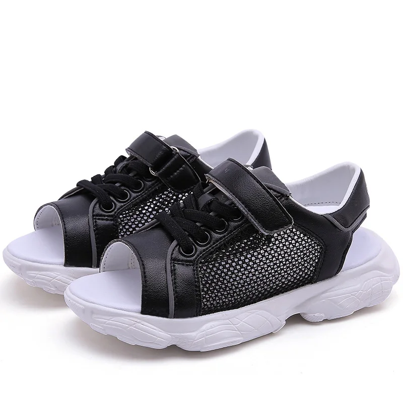 

Bakkotie 2019 Summer Kids Reflective Sports Shoes New Girls Breathable Casual Sandals Baby Boys Fashion Black Soft Beach Sandals