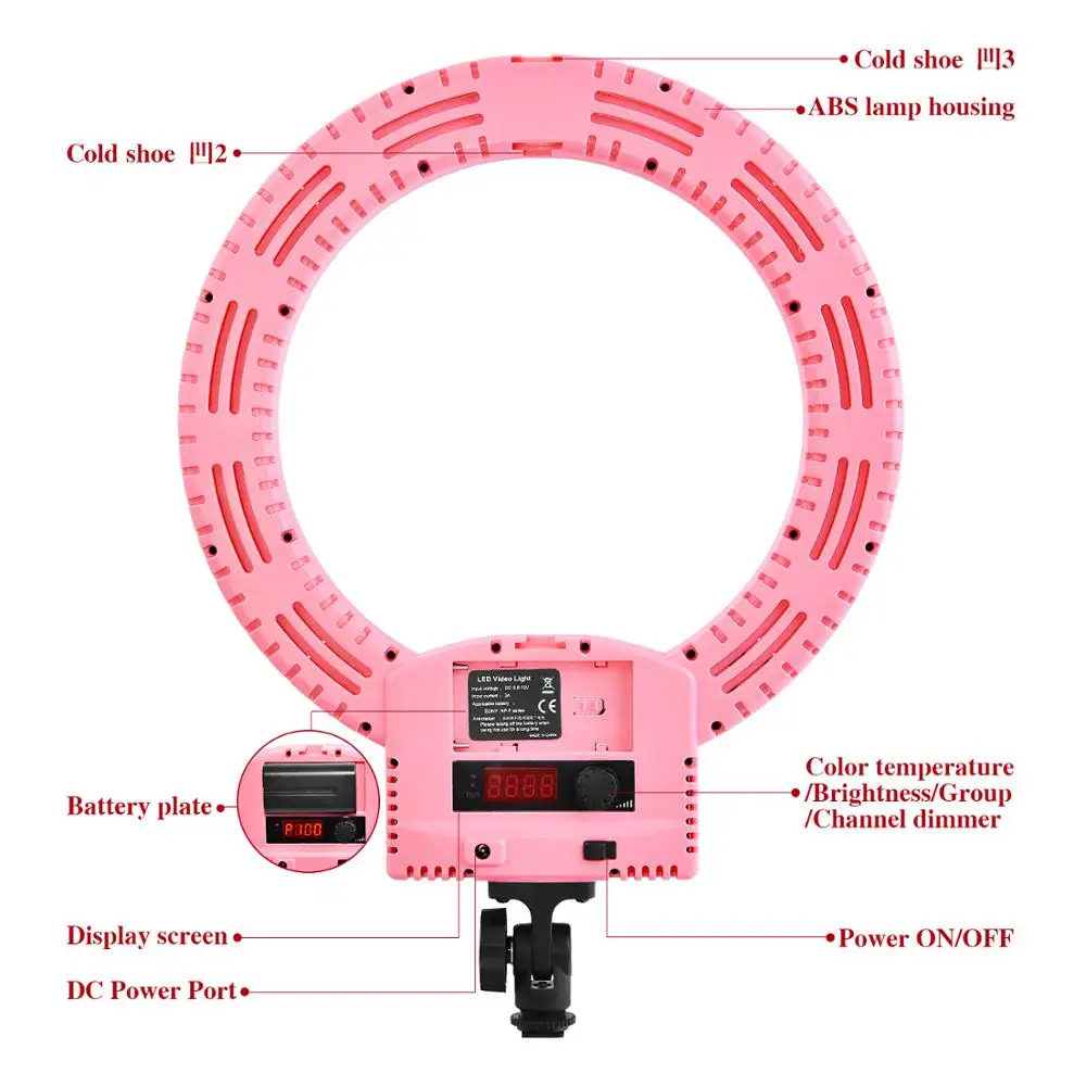 Fosoto FT-12B двухцветное фотографическое освещение 3 Горячий башмак 3200-5600K 240 светодиодов селфи кольцо лампа для телефона камеры Видео Фото макияж