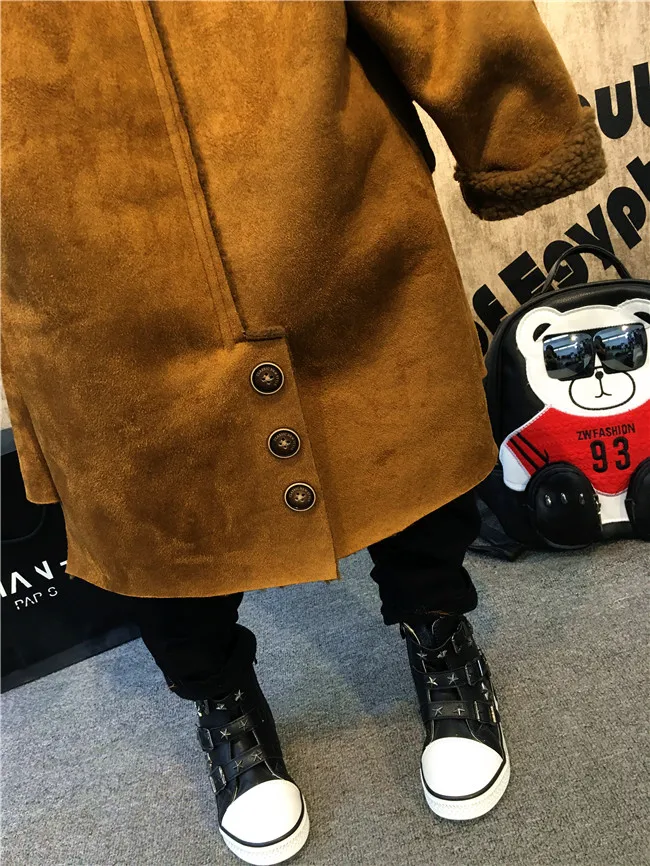 Осенняя одежда для детей из искусственного меха новинка детская куртка для мальчиков коричневое зимнее пальто в английском стиле детская куртка плотная одежда для от 2 до 7 лет