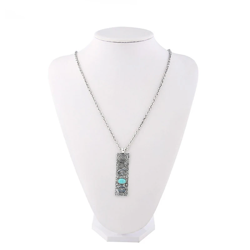 Vintage Indian Totem Pendant Necklace For Women Ethnic long Pendant Chain Necklace Fashion Jewelry Collier Colar Chunky Necklace - Image 4