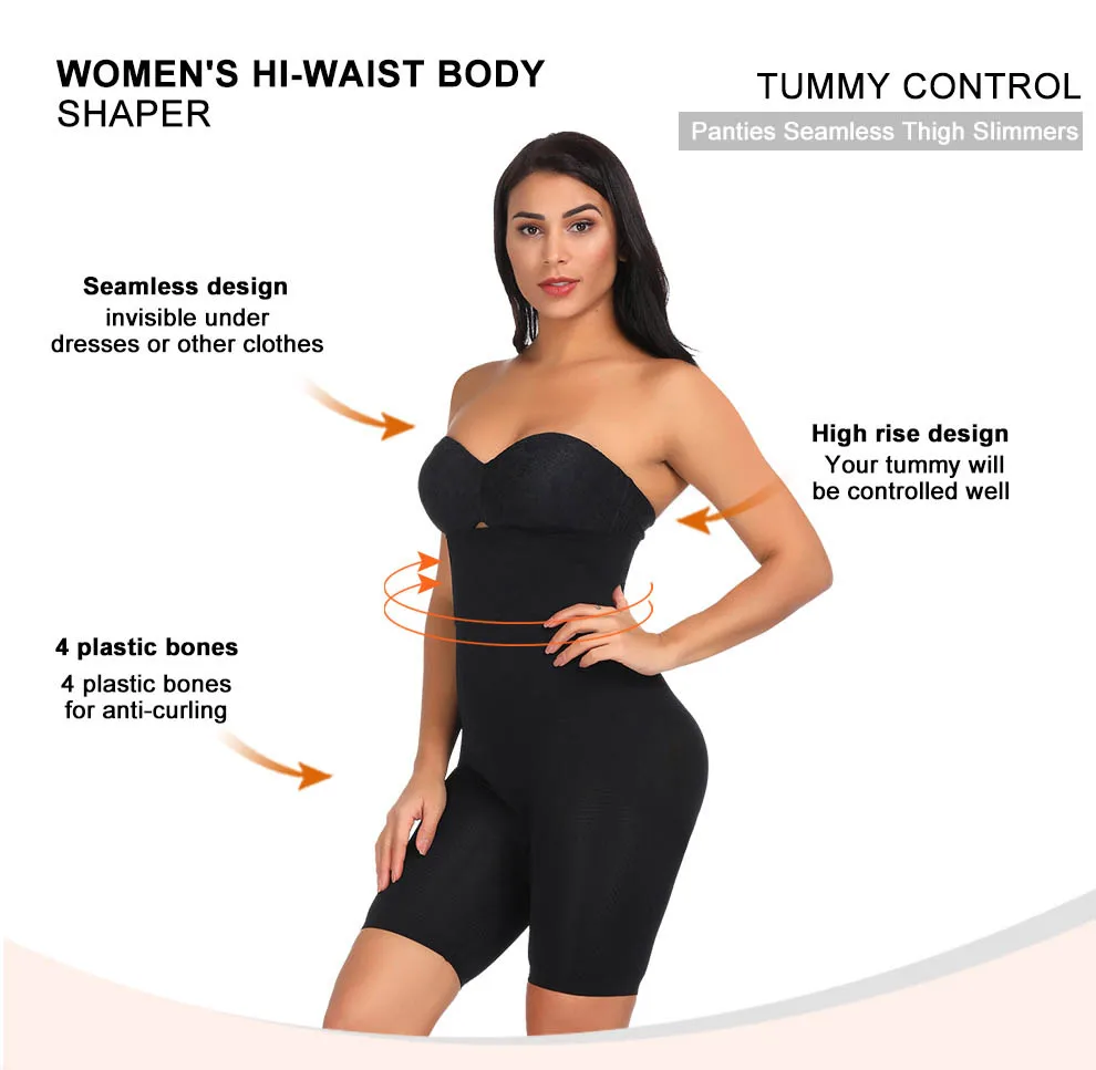 HEXIN High Waist Butt Lifter Shaper Shorts Seamless Tummy Control Shaper 4 Bones Shapewear Body Shapers Women Slimming Underwear