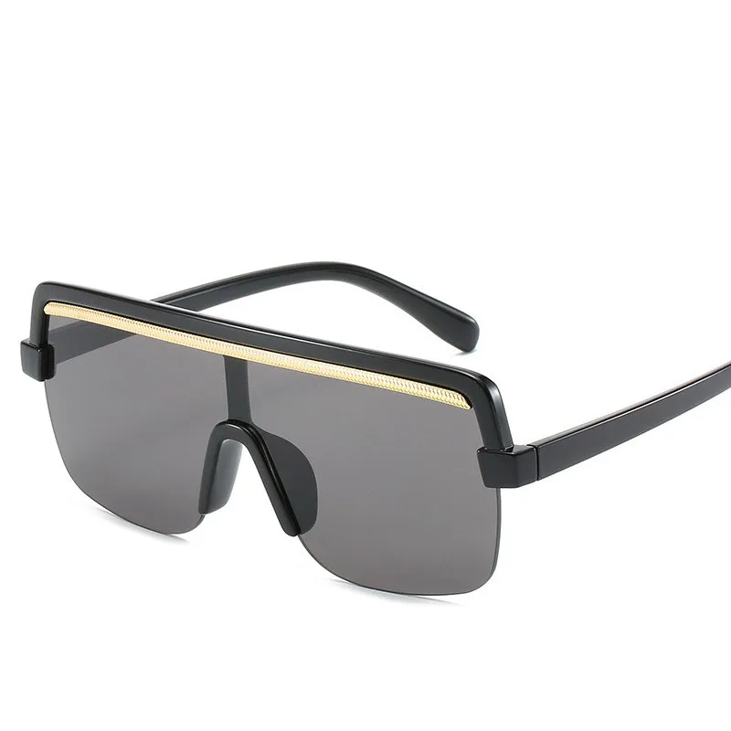 Higodoy, модные женские полуоправы, пластиковые солнцезащитные очки, мужские, большие, градиентные, женские солнцезащитные очки, винтажные очки, UV400 - Цвет линз: black grey