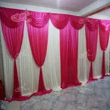 3m*6m Wedding Stage Backdrop with Beatiful Fuchsia Swag Wedding drape and curtain wedding decoration stage background