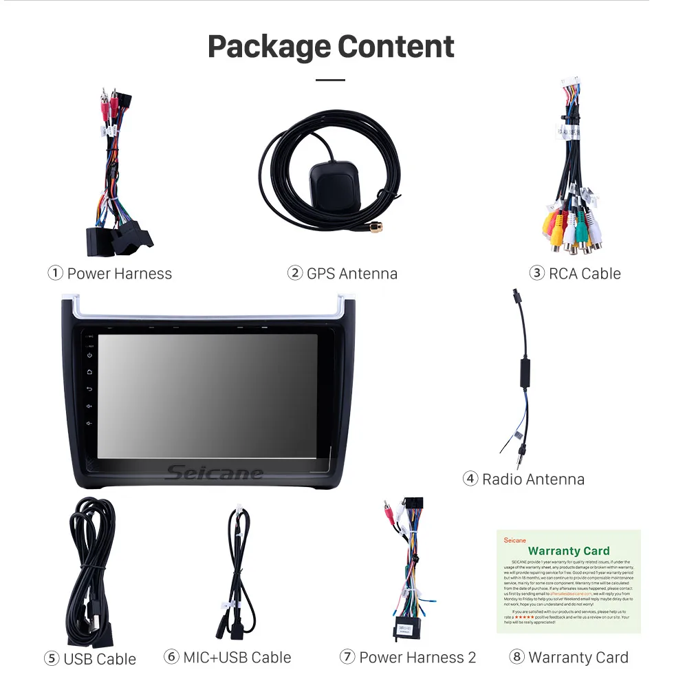 Clearance Seicane GPS Navigation Car Radio For 2012 2013 2014 2015 VW Volkswagen POLO Android 8.1/8.0 9"Touchscreen Multimedia Player 22