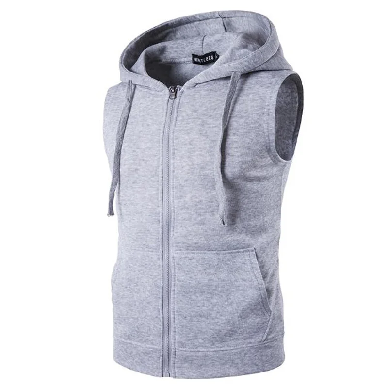 

Men Hooded Waistcoat 2019 Fashion Brand Male Sleeveless Jacket Zipper Pocket Gilet Casual Cotton Men Vest
