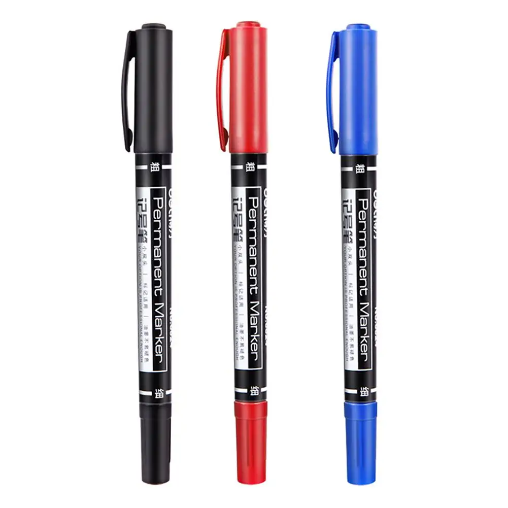 

0.5mm 1mm Double Tip Permanent Paint Marker Fine Line Drawing Writing Oil Marker Pen School Office Supplies