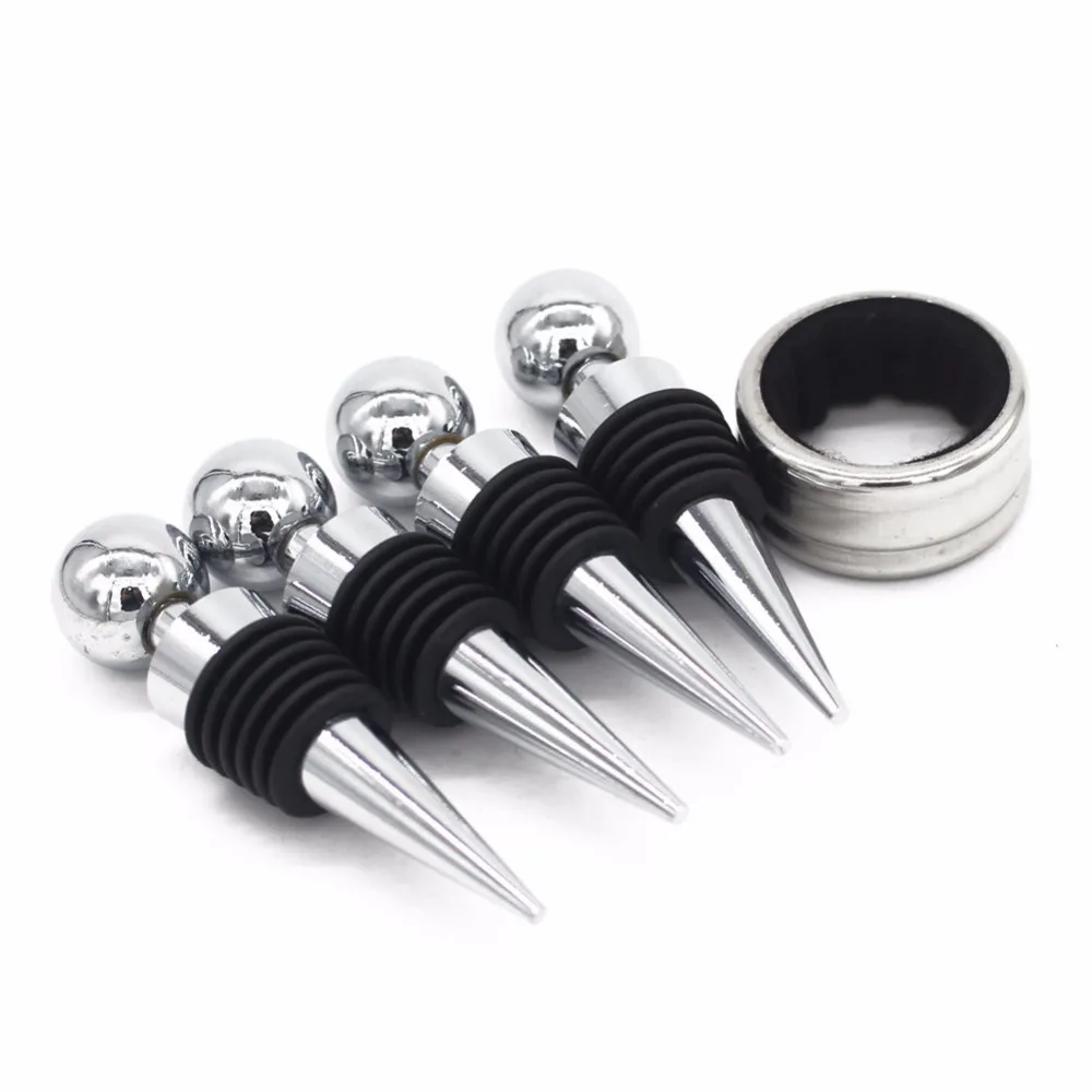 Stainless Steel Ball Design Wine Bottle Stopper 4 Pieces Ball Wine Stoppers And 1 Piece Drop