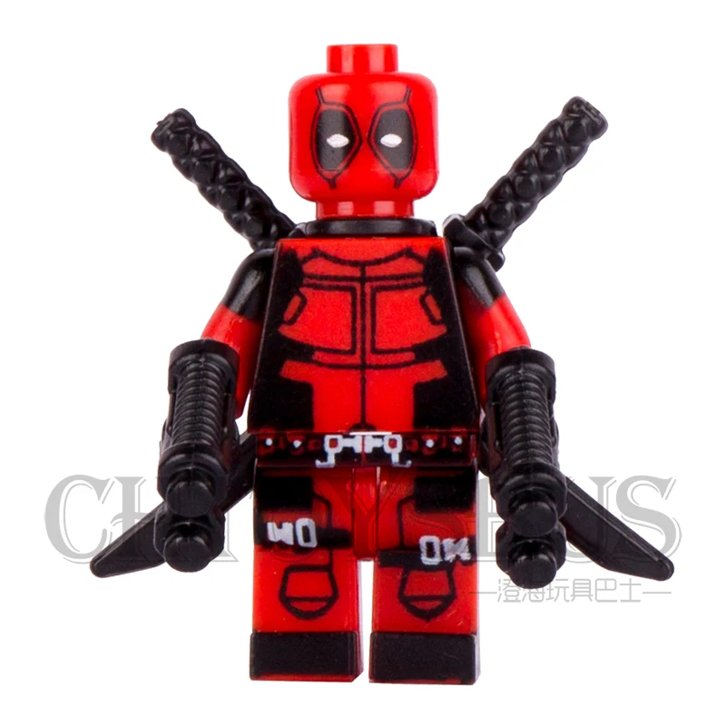 

Single SALE RED Deadpool Wade T. Wilson Wolverine with Swords Guns AVENGERS Minifigures Model DIY Building Blocks Kids Toy Gift