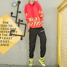 Женская спортивная одежда Беговые Брюки Осень Зима Новые желтые полосы необычные буквы печати досуг брюки Скейтбординг Ретро Спорт