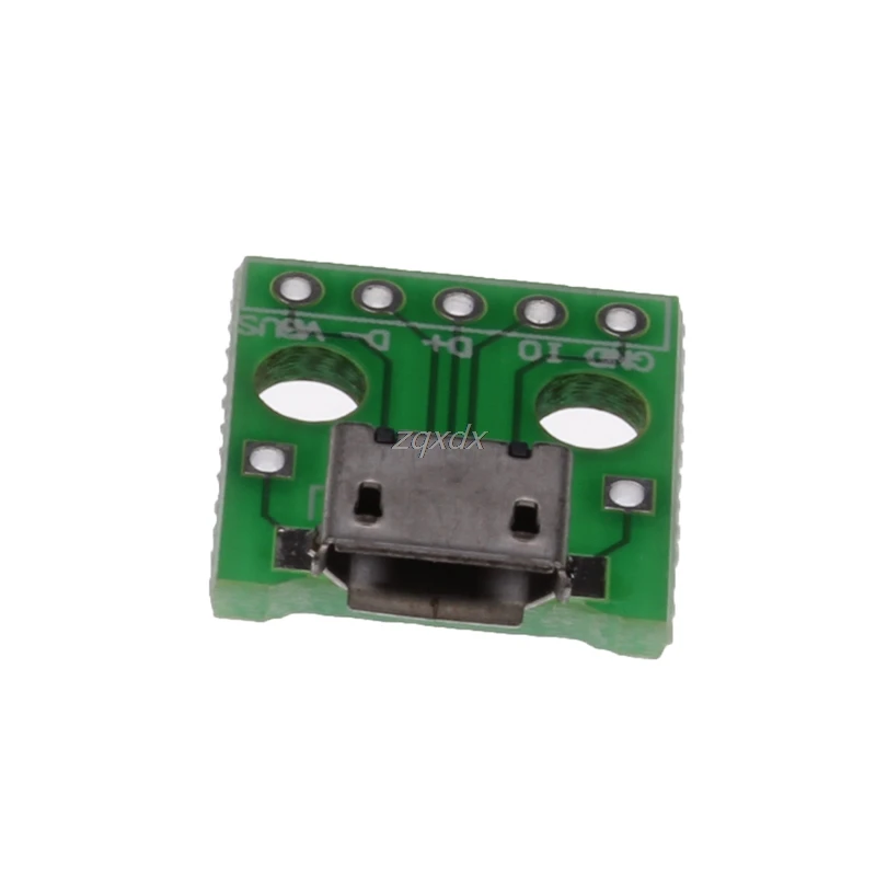 5X Новый Микро Женский USB DIP адаптер конвертер для 2 54 мм PCB платы питания новый
