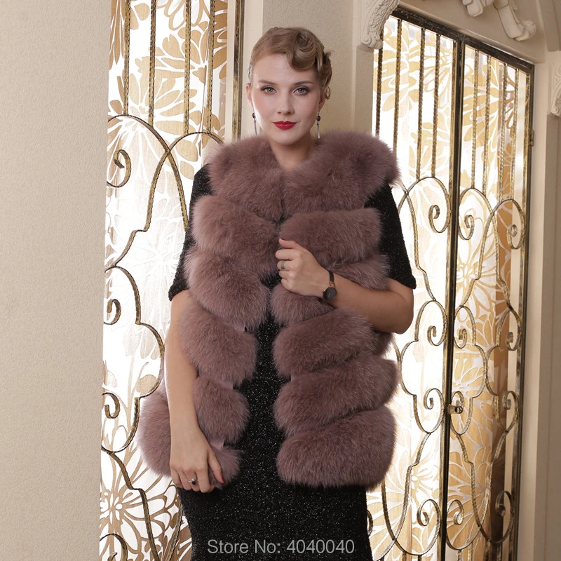 

Bravalucia Vintage Plus Size Real Fox Fur Winter Coat Women Real Natural Fox Fur Vest Genuine Leather Long Vest Gilet Femme Girl