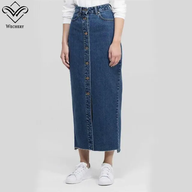 long blue jean skirts