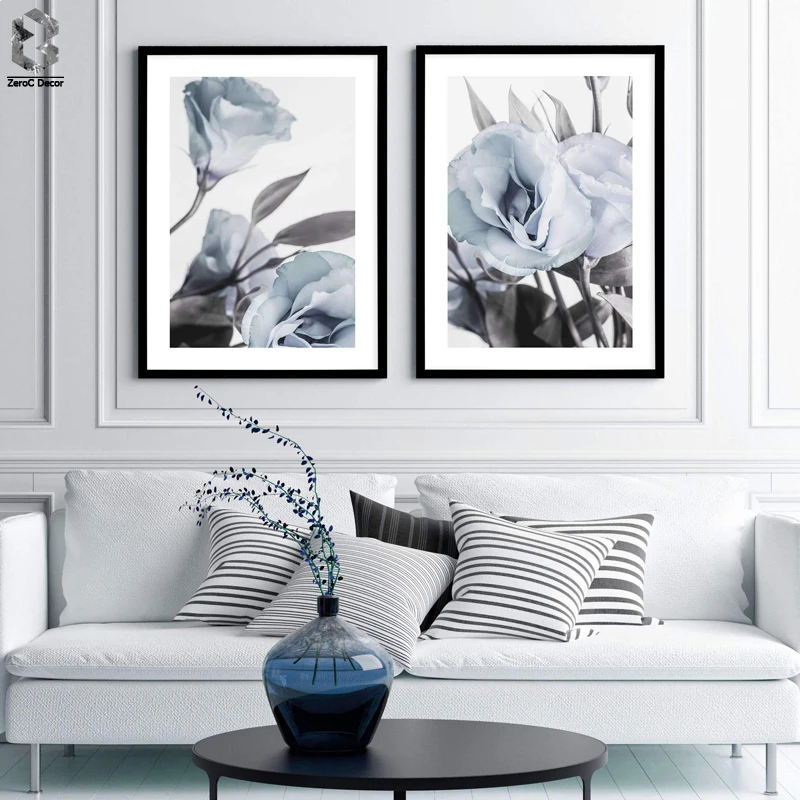 Синие цветы Lisianthus холст картины Цветочные плакаты печать подарок на день Святого