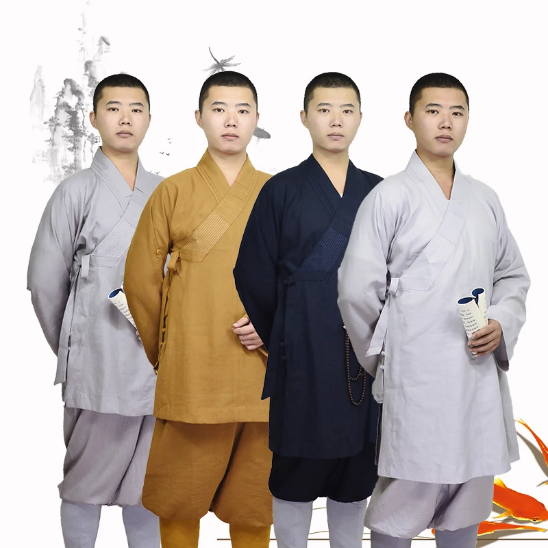 

2019 summer unisex buddhist robe zen meditation robes shaolin temple clothes kung fu uniform suits shaolin set