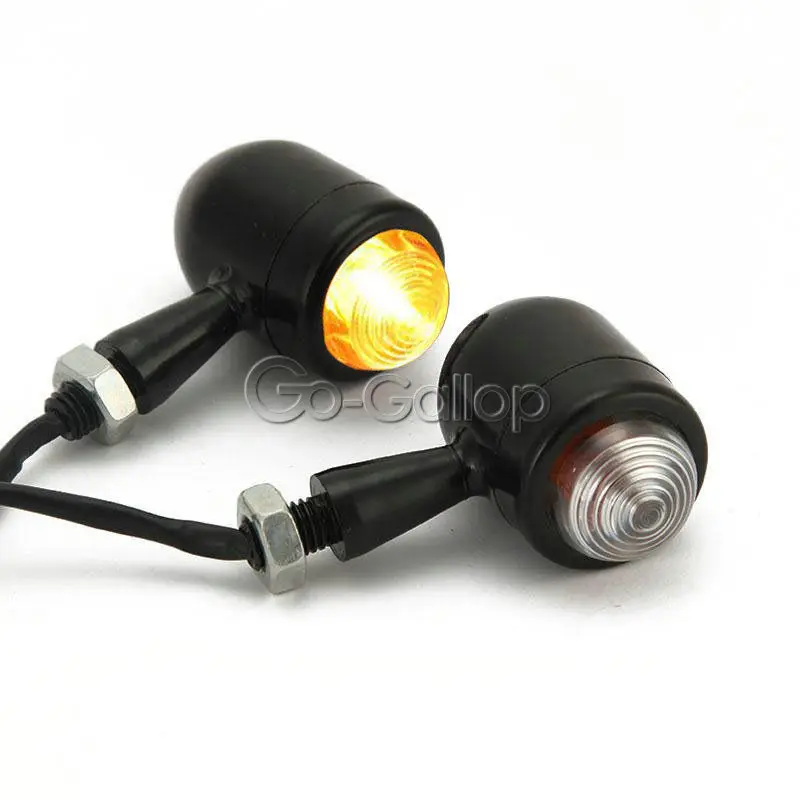 2pcs Bullet Black Motorcycle Turn Signals Bulb Indicators Blinkers